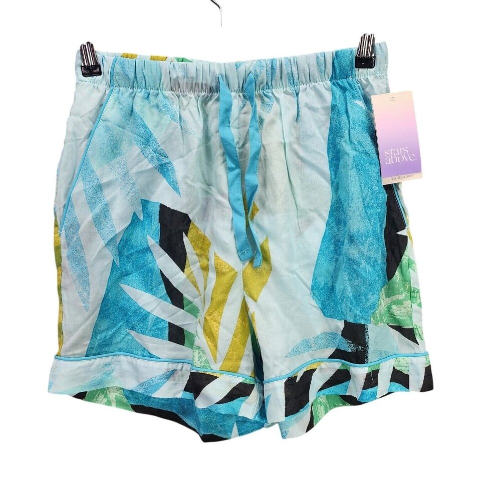 Womens Stars Above Pajama Shorts Aqua Blue Floral Print Simply Cool Size XS